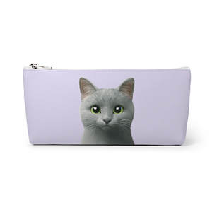 Nami the Russian Blue Leather Triangle Pencilcase