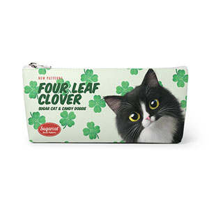 Lucky&#039;s Four Leaf Clover New Patterns Leather Triangle Pencilcase