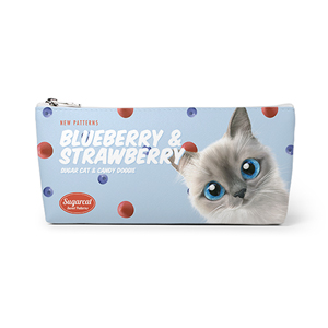 Momo’s Blueberry &amp; Strawberry New Patterns Leather Triangle Pencilcase