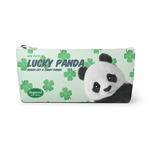 Panda’s Lucky Clover New Patterns Leather Triangle Pencilcase