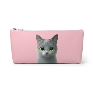 Sarang the Russian Blue Leather Triangle Pencilcase