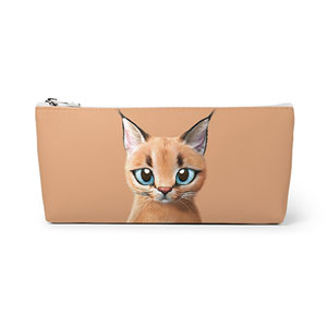 Cali the Caracal Leather Triangle Pencilcase