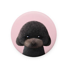 Choco the Black Poodle Mirror Button