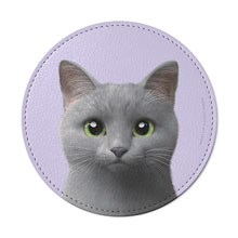 Nami the Russian Blue Leather Coaster