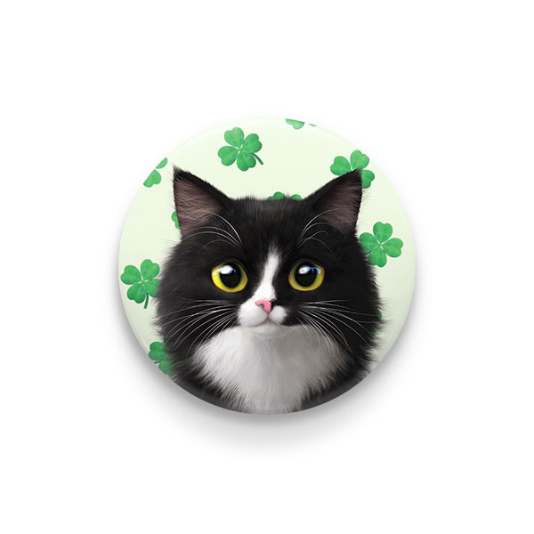 Lucky&#039;s Four Leaf Clover Pin/Magnet Button