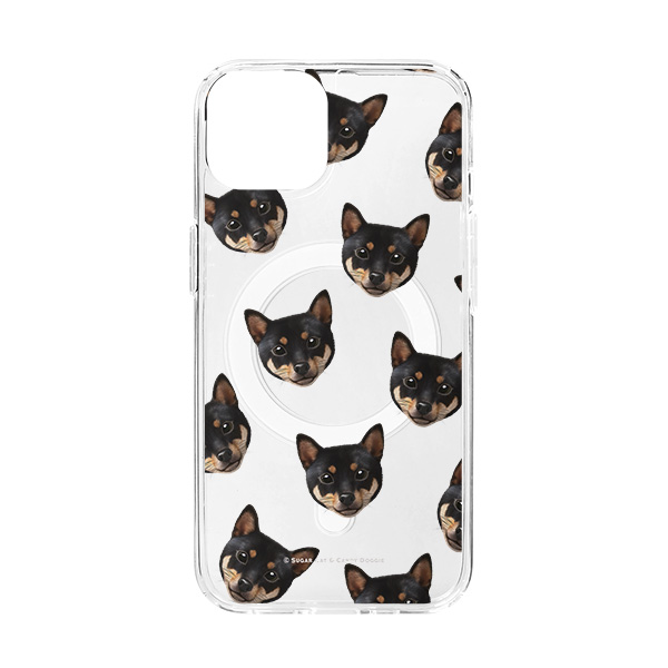 Bate the Shiba Face Patterns Clear Gelhard Case (for MagSafe)