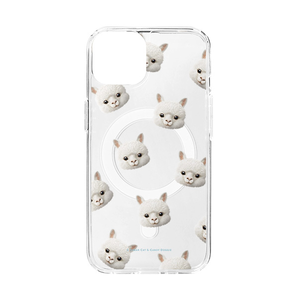 Angsom the Alpaca Face Patterns Clear Gelhard Case (for MagSafe)