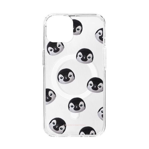 Peng Peng the Baby Penguin Face Patterns Clear Gelhard Case (for MagSafe)
