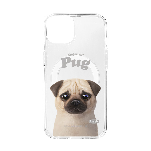 Puggie the Pug Dog Type Clear Gelhard Case (for MagSafe)