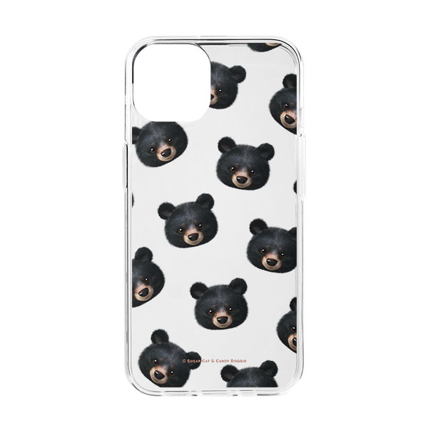 Bandal the Aisan Black Bear Face Patterns Clear Jelly Case
