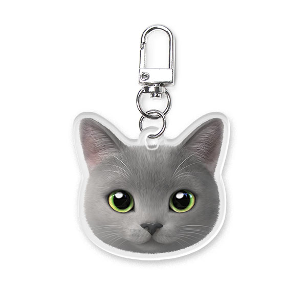 Chico the Russian Blue Face Acrylic Keyring