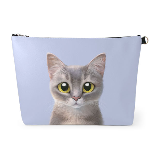 Leo the Abyssinian Blue Cat Leather Clutch (Triangle)