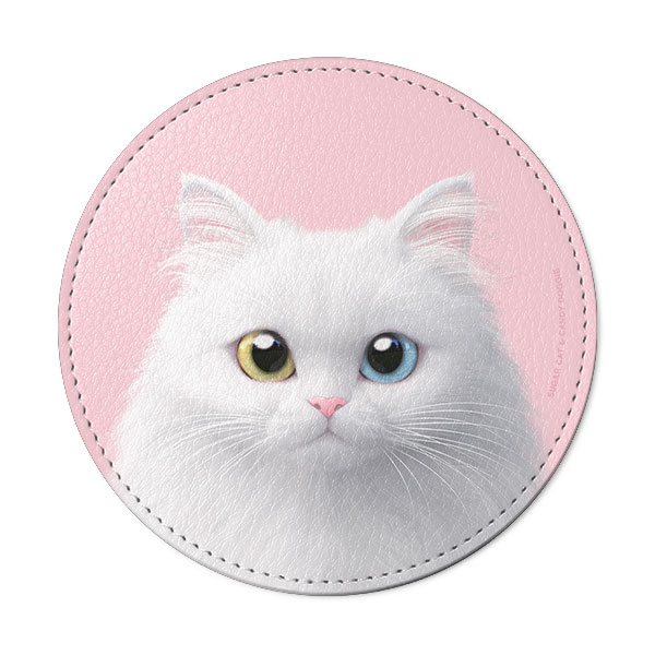 Cloud the Persian Cat Leather Coaster
