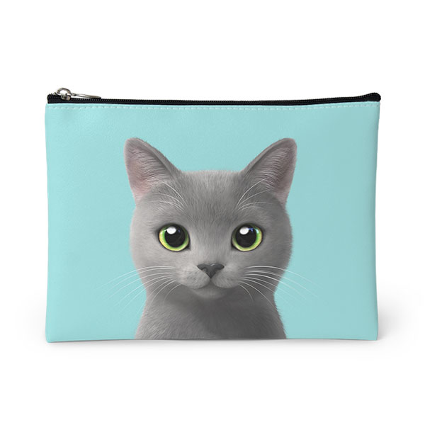 Chico the Russian Blue Leather Pouch