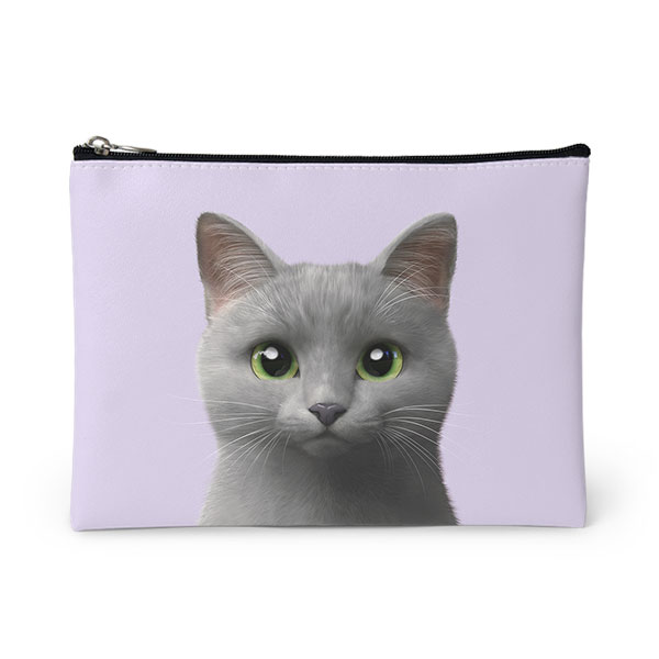 Nami the Russian Blue Leather Pouch