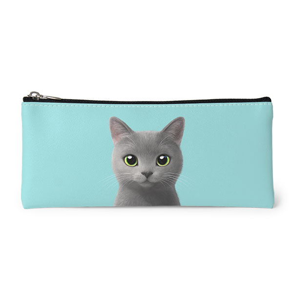 Chico the Russian Blue Leather Pencilcase