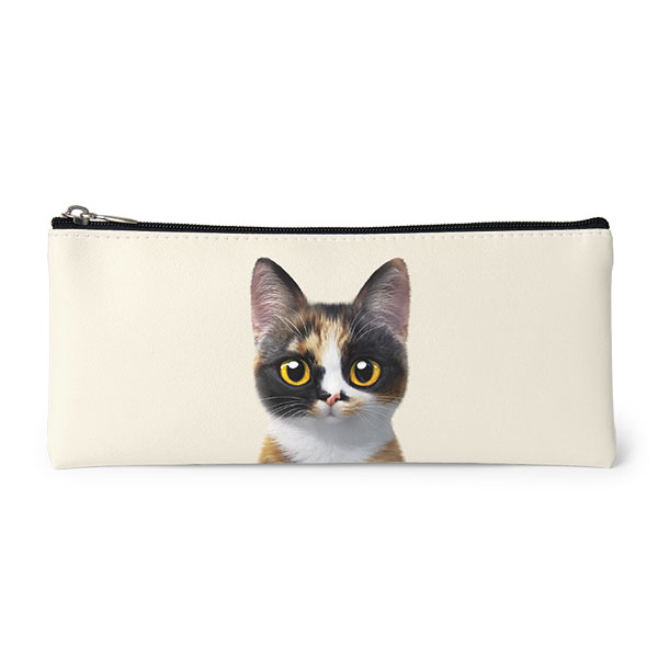 Mayo the Tricolor cat Leather Pencilcase