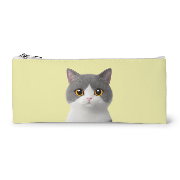 Max the British Shorthair Leather Flat Pencilcase