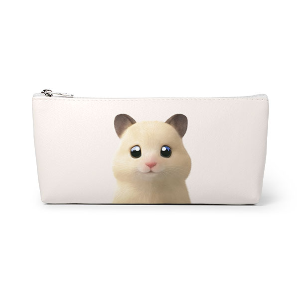 Pudding the Hamster Leather Triangle Pencilcase