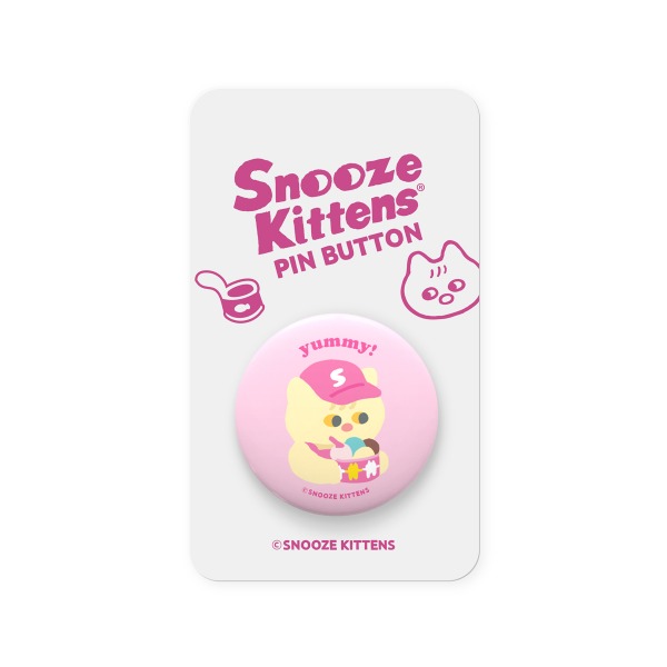 Snooze Kittens® Cherry Icecream Part-timer Pin Button