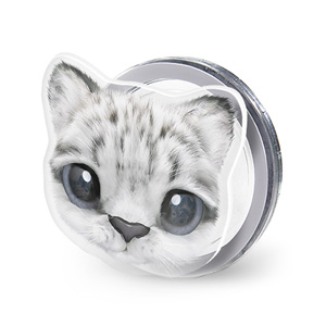 Yungki the Snow Leopard Face Acrylic Magnet Tok (for MagSafe)
