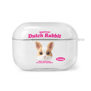 Luna the Dutch Rabbit TypeFace AirPod PRO Clear Hard Case