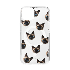 Bom the Siamese Face Patterns Clear Gelhard Case (for MagSafe)