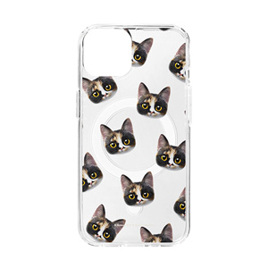 Mayo the Tricolor cat Face Patterns Clear Gelhard Case (for MagSafe)