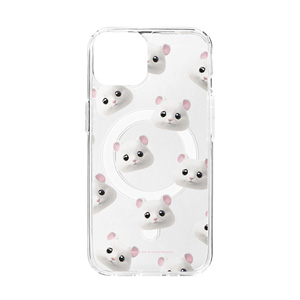 Seolgi the Hamster Face Patterns Clear Gelhard Case (for MagSafe)