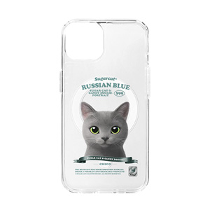 Chico the Russian Blue New Retro Clear Gelhard Case (for MagSafe)
