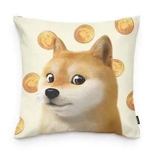 Doge’s Golden Coin Throw Pillow