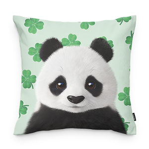 Panda’s Lucky Clover Throw Pillow