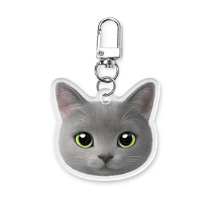 Chico the Russian Blue Face Acrylic Keyring