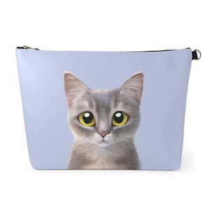 Leo the Abyssinian Blue Cat Leather Clutch (Triangle)