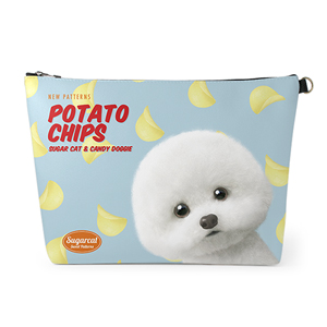 Dongle the Bichon&#039;s Potato Chips New Patterns Leather Clutch (Triangle)