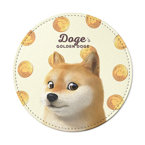 Doge’s Golden Coin Leather Coaster