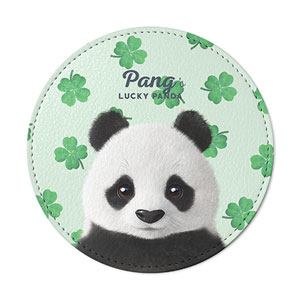 Panda’s Lucky Clover Leather Coaster