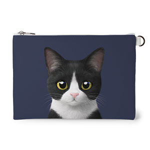 Tuxedo Leather Flat Pouch