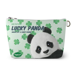 Panda’s Lucky Clover New Patterns Leather Triangle Pouch