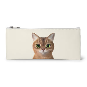 Nene the Abyssinian Leather Flat Pencilcase