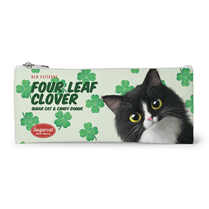 Lucky&#039;s Four Leaf Clover New Patterns Leather Flat Pencilcase