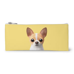 Yebin the Chihuahua Leather Flat Pencilcase