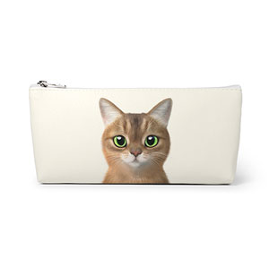 Nene the Abyssinian Leather Triangle Pencilcase