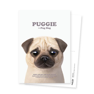 Puggie the Pug Dog Retro Postcard