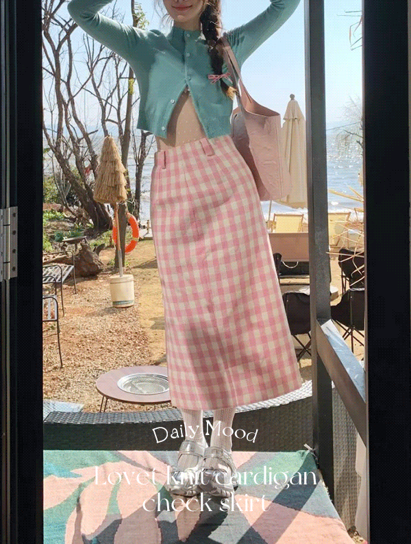 [단품구매가능✔] 러빗 니트 가디건+체크 스커트 SET8819봄 간절기 기본 베이직 하객룩 데이트룩 오피스룩 개강룩 캠퍼스룩