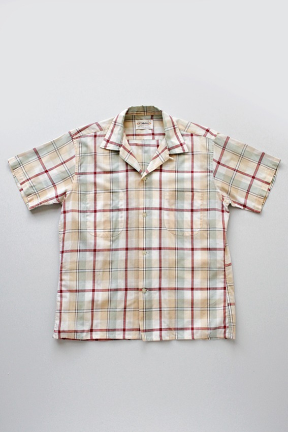 50s Manhattan Loop Collar Plaid Shirt (M)