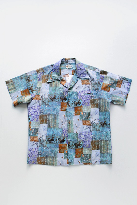 50s Vintage ANDRADE Hawaiian Shirts, Silk Fabric (Large)