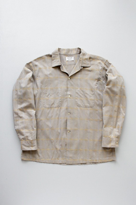 50s ARROW Loop Collar Embroidery Plaid Shirt (L)
