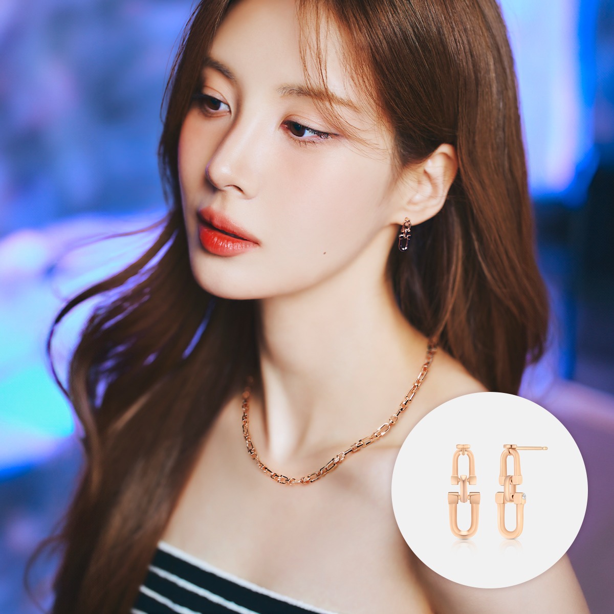 [24SS NEW COLLECTION]링크 14K 로즈 이어링 A241GE0156R4A