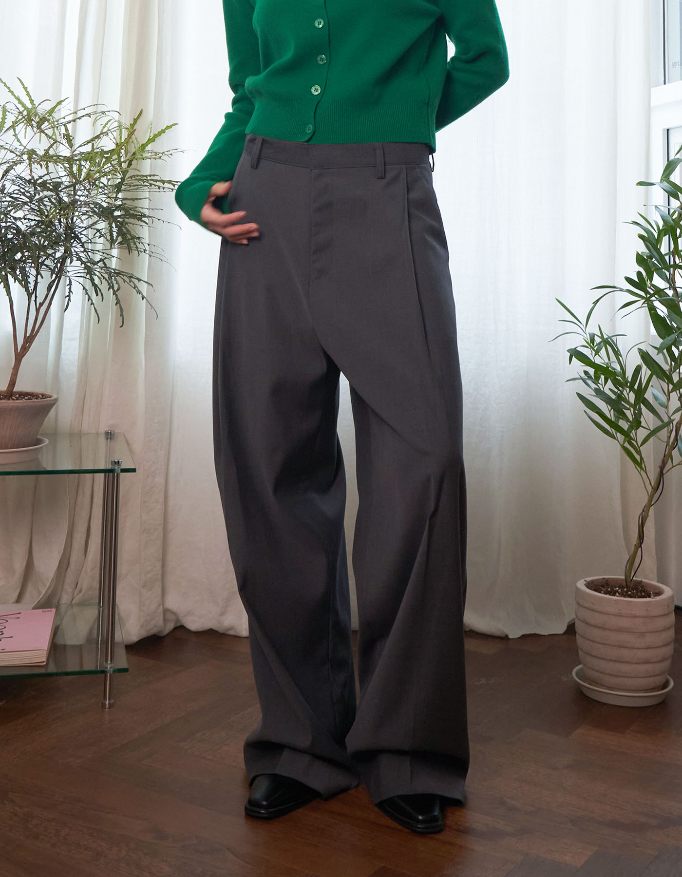 Unisex begie wide slacks (2 Color)